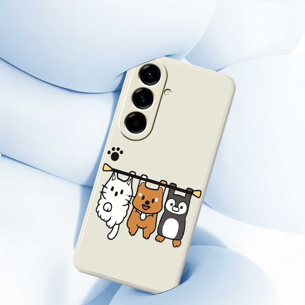For Samsung Galaxy A56 5G Case Three Animal Dolls Pattern Printing Straight Edge TPU Phone Back Cover