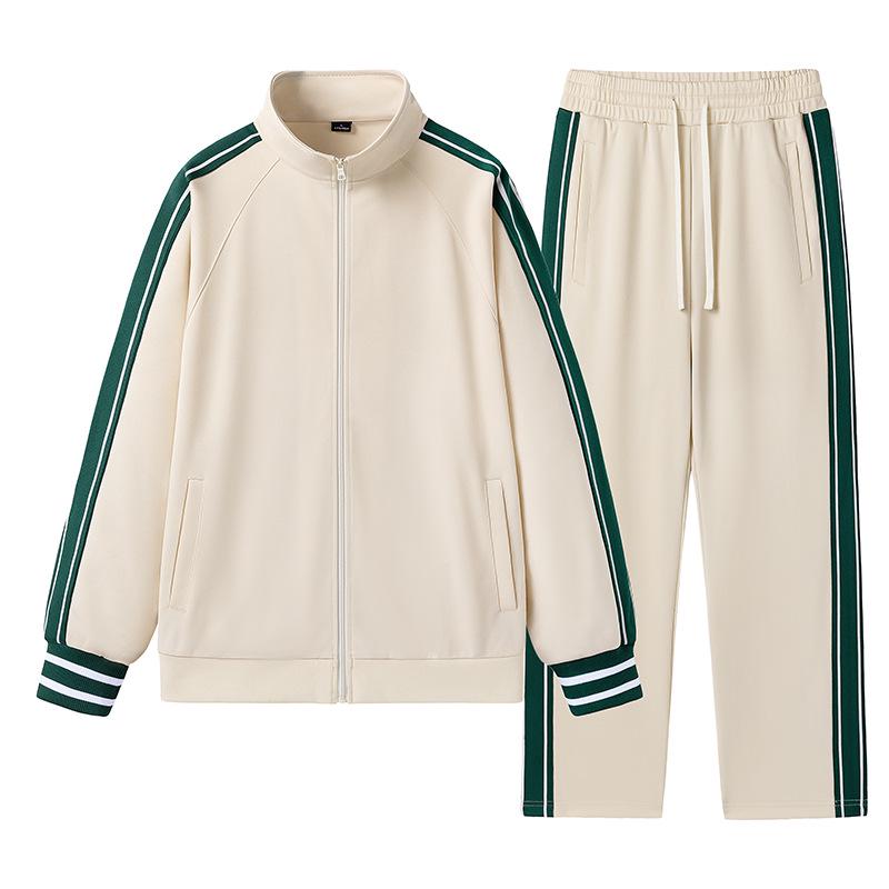 

Мужской и женский полосатый повседневный спортивный костюм - весенне-осенний комплект из куртки и длинных брюк XL (Suit 160-180 lbs)