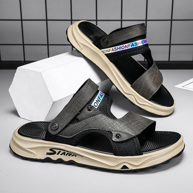 

Fashion Summer New Ultra Light Soft Soled Slippers for Men Trendy and Versatile Breathable and Non Slip Straight Drag Beach Shoes 38 коричневый