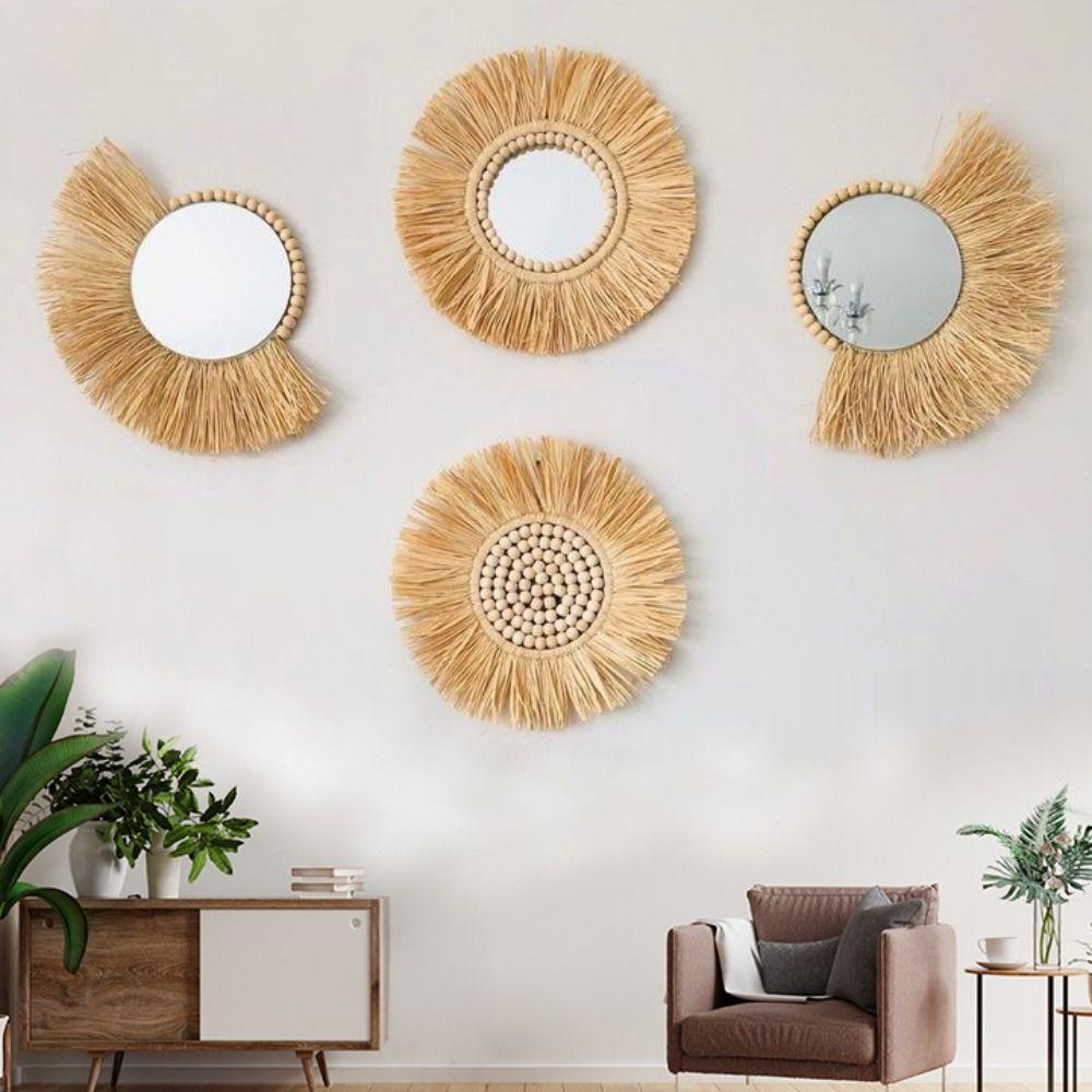 Boho Style Rattan Woven Wall Ornament Handmade Hanging Wall Plate  Home Decoration