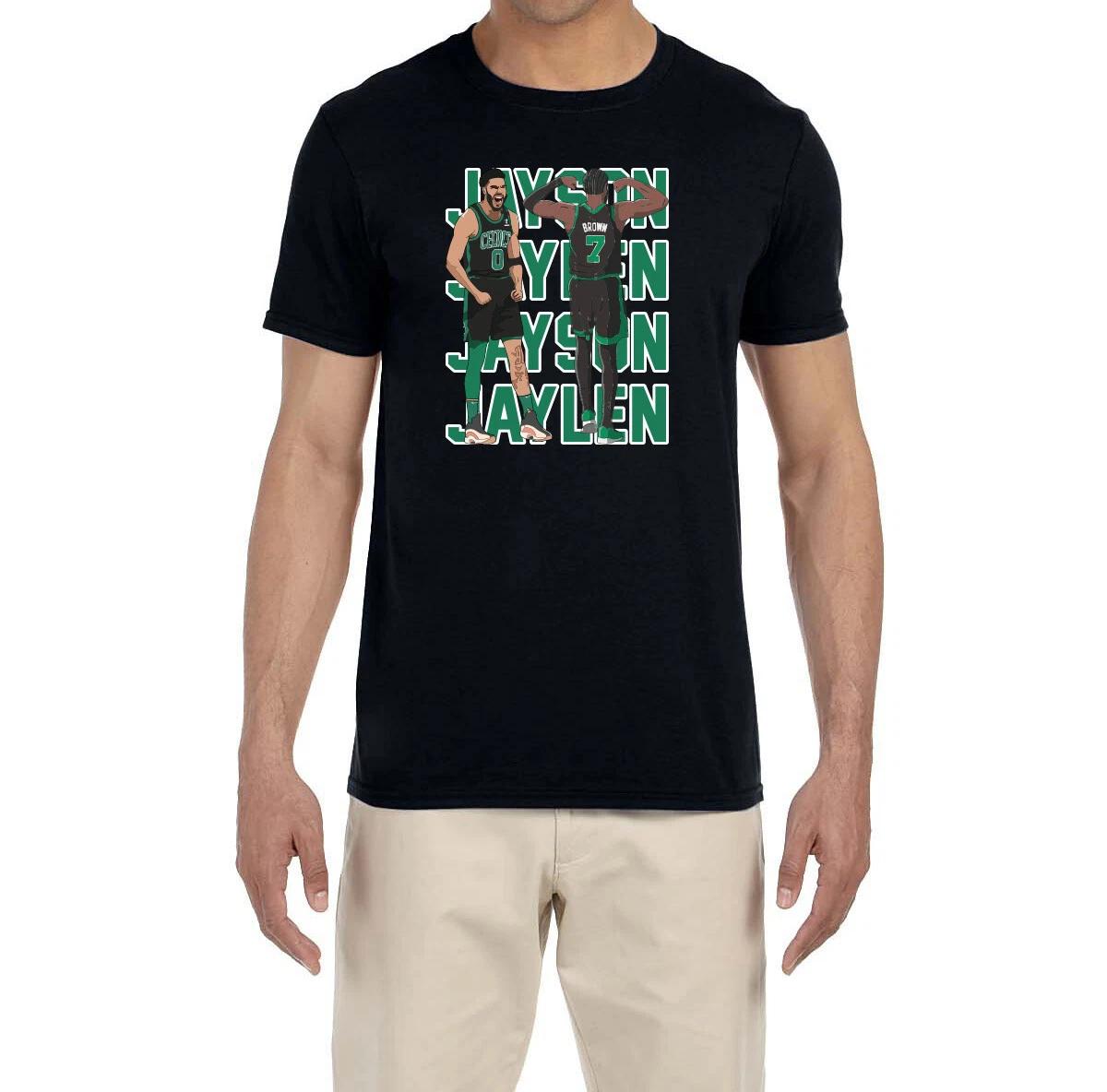 Jayson Tatum Jaylen Brown Celebration Text Pic T-Shirt XXL