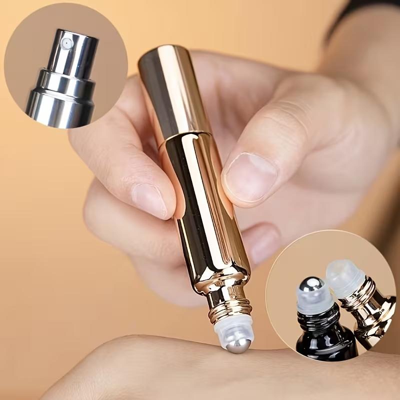 1Pcs Dual Head Perfume Refillable Bottle Essential Oil Roller Ball Glass Spray Bottle Atomizer Empty Bottle For Fragrance Travel