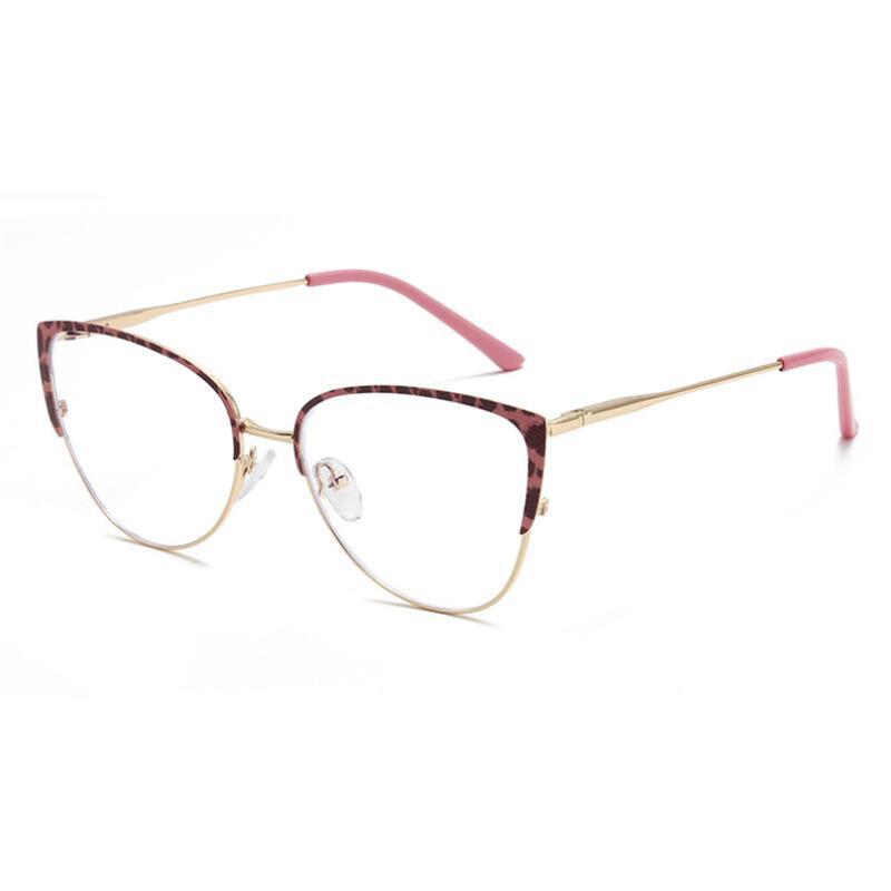 Blue Light Blocking Women Cat Eye Nearsighted Glasses Metal Leopard Frame Short-Sight Eyeglasses Diopter 0 -0.5 -0.75 To -6.0