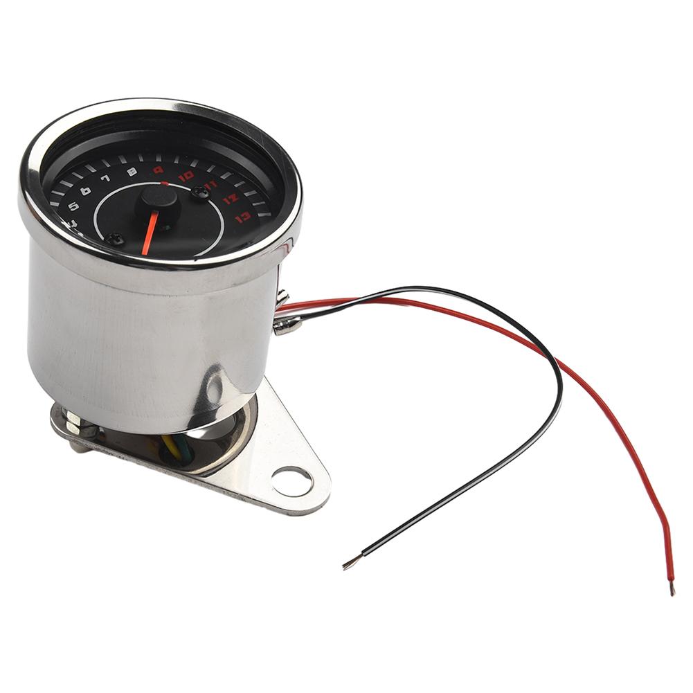 Motorcycle Tachometer Universal 6.5cm Diameter DC 12V Stainless Steel Applicable To All Motorcycles LED Backlight