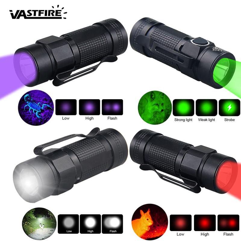 Mini Torch LED Rechargeable Flashlight 395nm/Red/White Portable Pocket Pen Flashlight High Power Bank Camping Waterproof Lantern