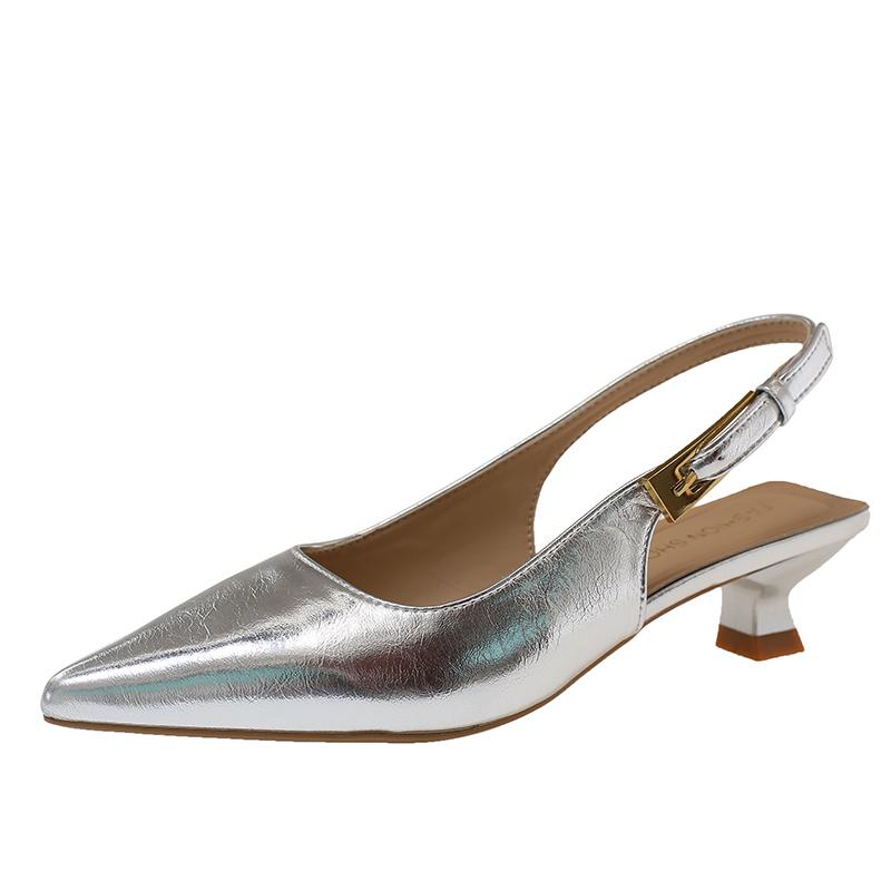 

French Retro Temperament Pointed Toe Baotou Sandals Women s Summer 2026 New Single Shoes 39 срібний