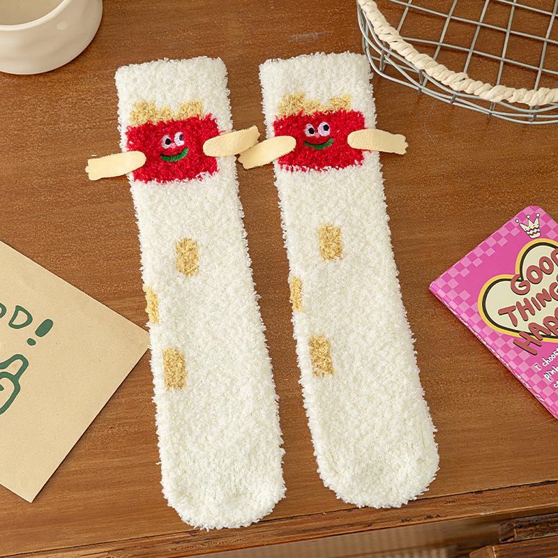 Winter Fleece Lined Thick Kids Socks Mid-Calf  A-Class Warm Sleep Home Baby Socks