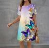 Fashion 3D Print Summer Dress Loose Casual Short Sleeve O-Neck Mini Dress