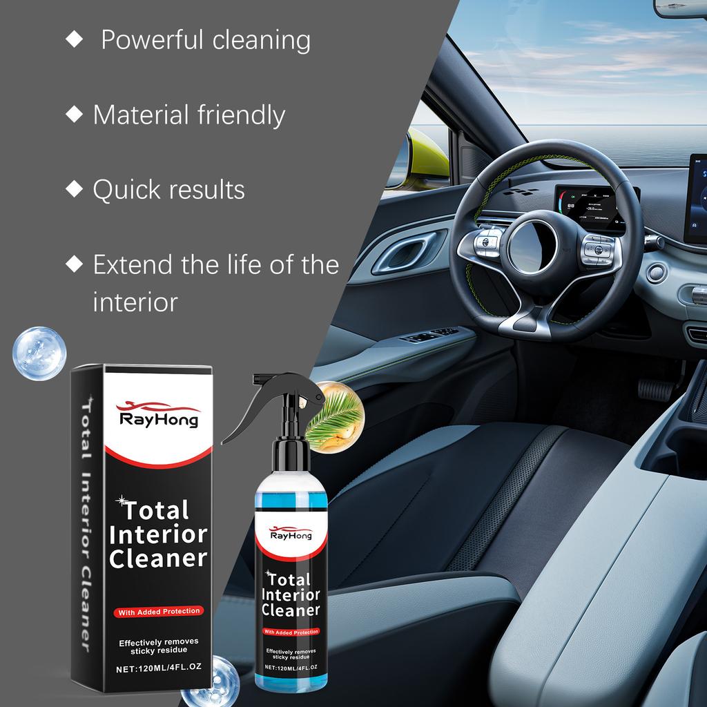 RAYHONG Car Interior Cleaner Car Interior Cleaning Refinishing Leather Fabric Plastic Cleaner