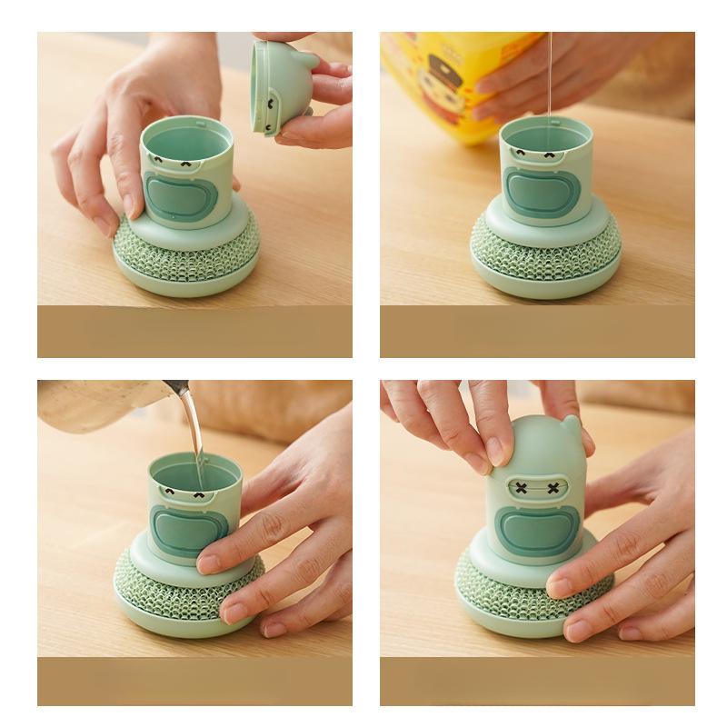 New Pot Brush, Kitchen, Cartoon Appearance, Pressure Brush, Liquid Addition, Cute Pot Brush Artifact, Household Cleaning and Stain Removal Brush