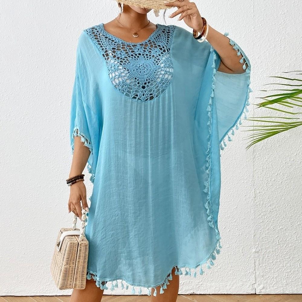 Loose Summer Sunscreen Smock Square Neck Bikini Cover-Ups Fashion Beachwear Shirt for Women