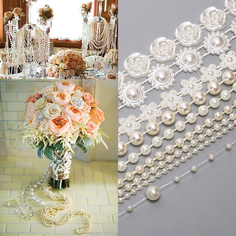 Abs Round Pearl Beads Rope Diy Craft Supplies Jewelry Decoration Wedding Dress