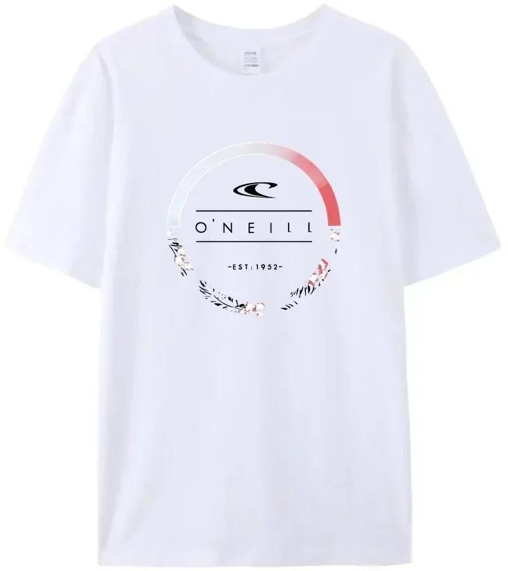 Новая пляжная мужская летняя горячая распродажа Мужская завитая Oneill 100% хлопок Футболка Круглая гирлянда Логотип Высококачественные футболки S