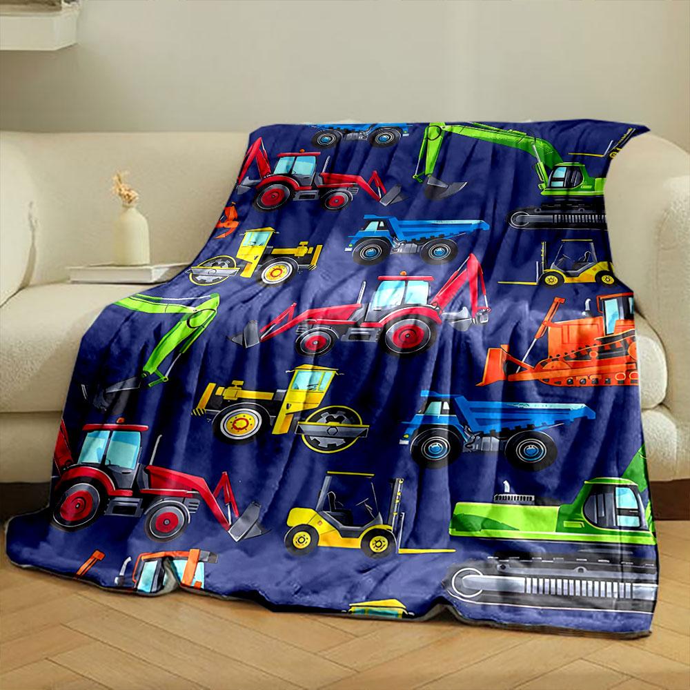 Boys Excavator Tractor Truck Throw Blanket bedroom Blanket for Livingroom Couch lunch break Soft throw for Friend's festival Gift