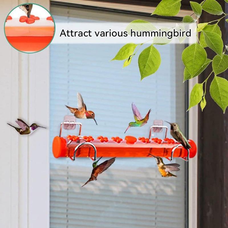 Window Hummingbird Water Feeder Single Row Flower Long Tube Hummingbird Bird Feeder