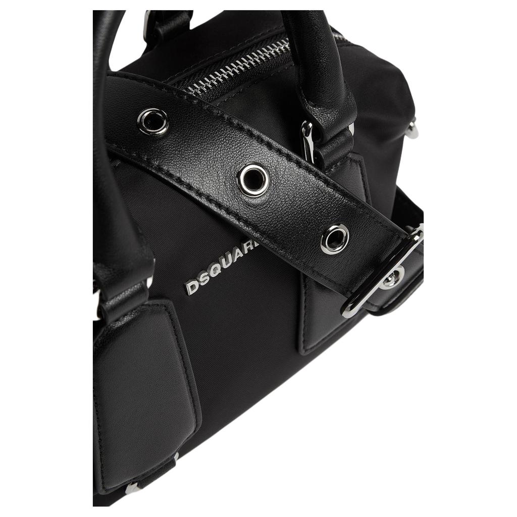 Dsquared2 Letter Logo Zipper Closure Polyester Shoulder Crossbody Handbag Small Women handbag Black HBW0065117000012124