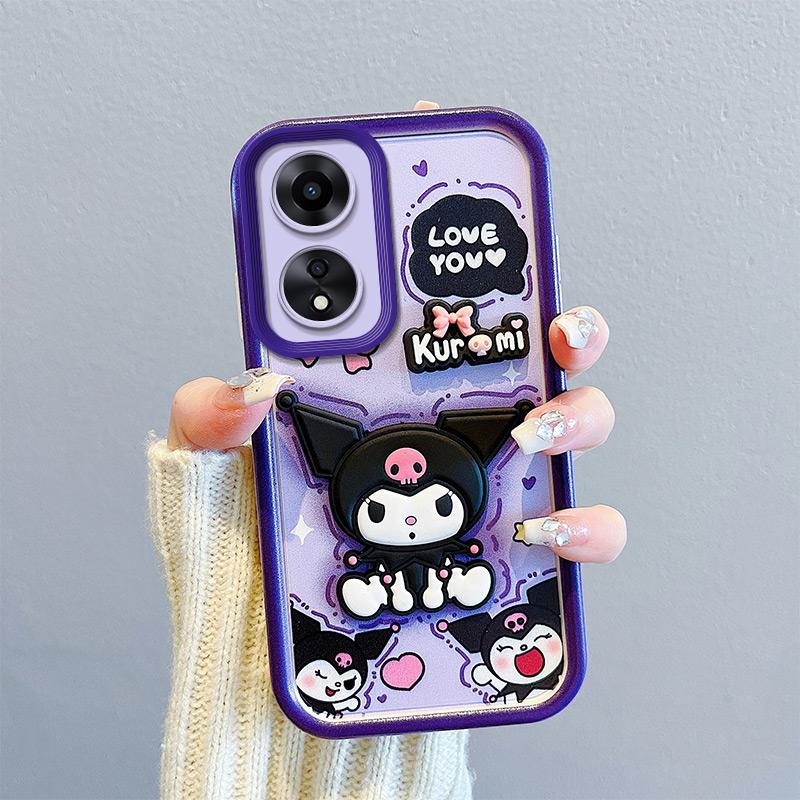 KEYSION Shockproof Case for OPPO A18 A38 A58 A78 A98 5G with Lanyard Silicone Cute 3D Cartoon Doll Phone Cover for OPPO A17 A17K