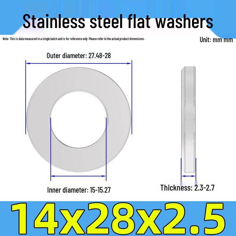 Jinguying Stainless Steel Flat Washer 201/304/316 Standard Size, No Burrs (GB97/DIN125)
