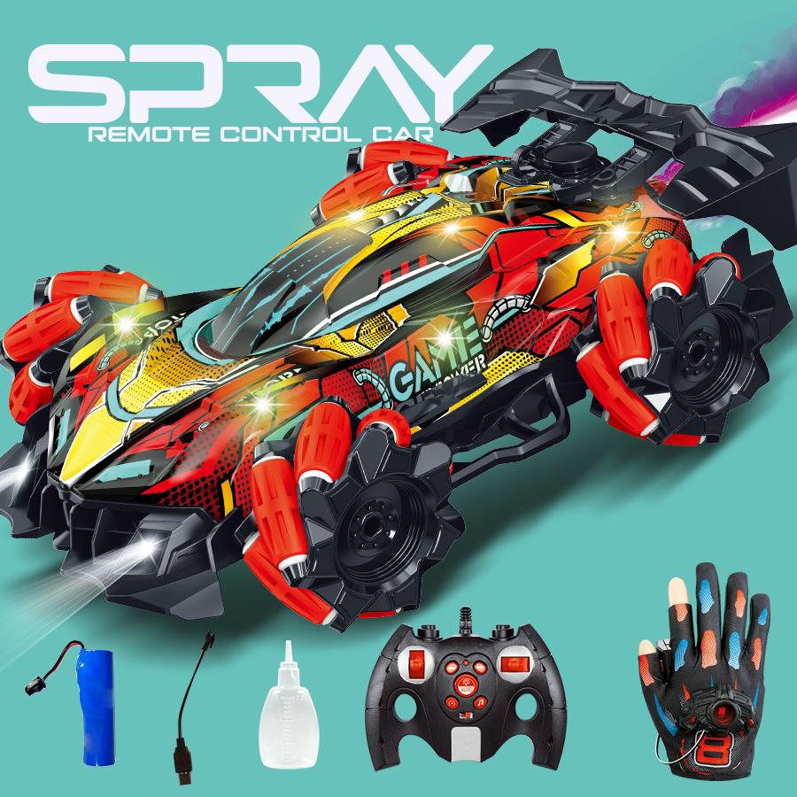 F1 zdalnie sterowany samochód do driftu z oświetleniem Led muzyka 2.4G rękawica gest radiowy pilot Spray samochód kaskaderski 4WD elektryczne zabawki dla dzieci