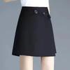 Women's High-Waisted Black Suit Shorts - Korean Style, Slim, Wide-Leg Skirt-Pants for Spring/Summer
