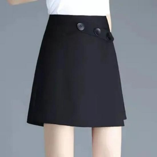 Women's High-Waisted Black Suit Shorts - Korean Style, Slim, Wide-Leg Skirt-Pants for Spring/Summer