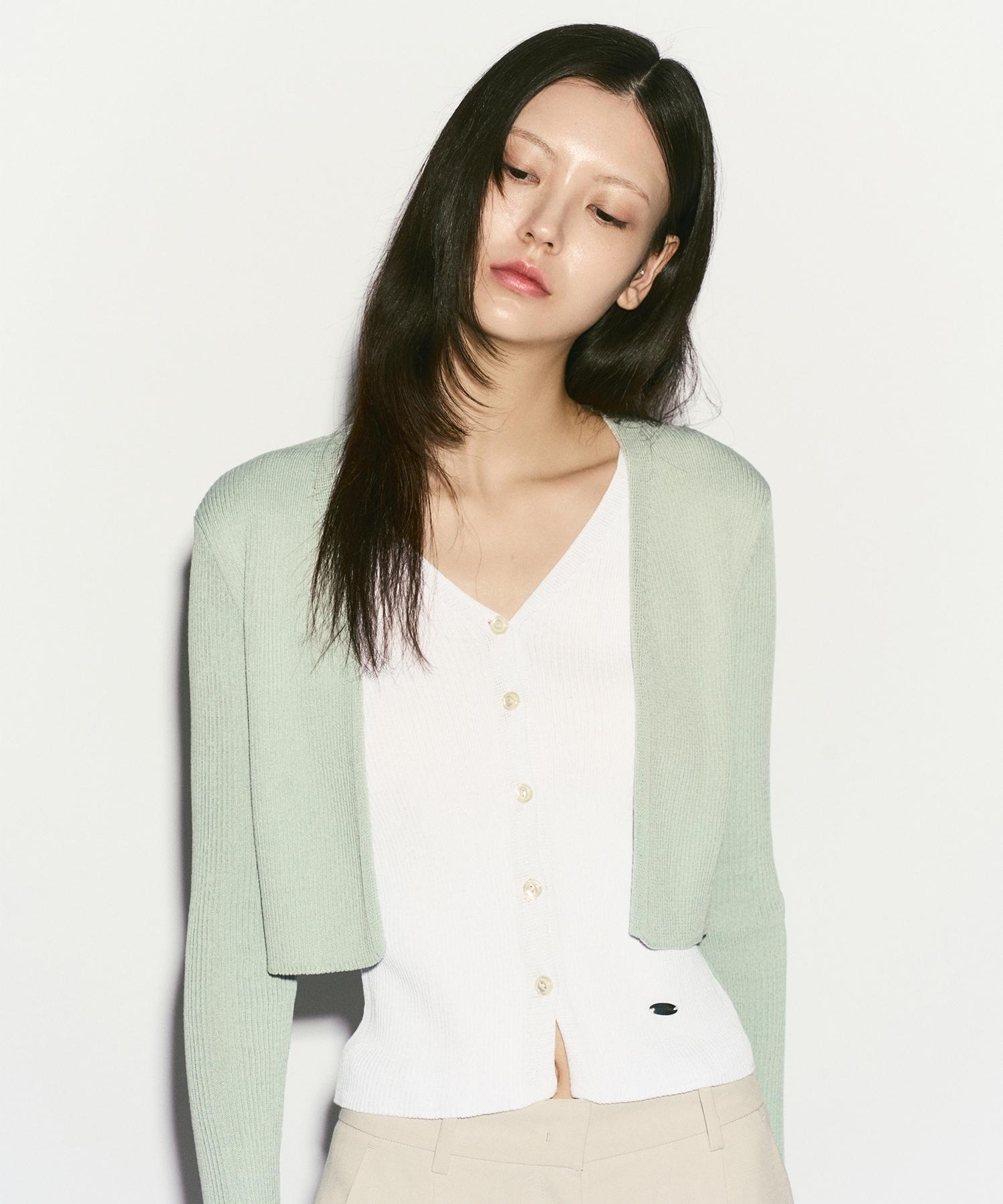 Rie Ribbed Attatched-Layer Top Mint Mint/M_L