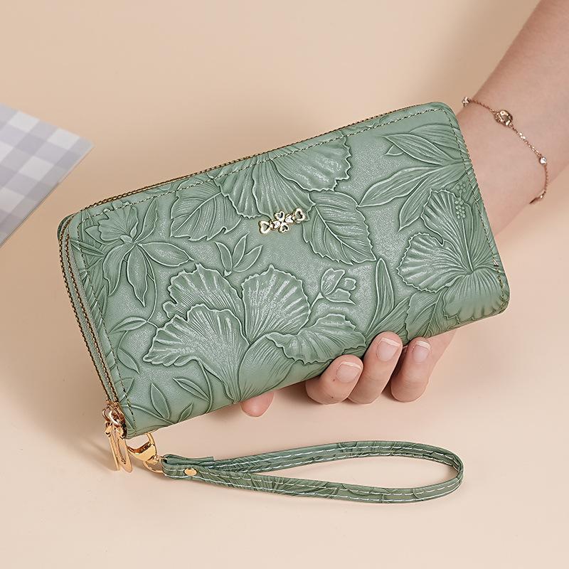 New Double Zipper Long Womens Wallet Large Capacity Multifunctional Clutch Bag Embossed Card Holder Purses Card Holder