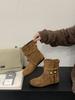 2025 Autumn New Retro Strap Fringed Boots Bosmian Flat Bottom Short Boots Women