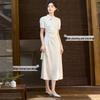 Xiangying New Chinese Style Satin Modified Cheongsam Dress