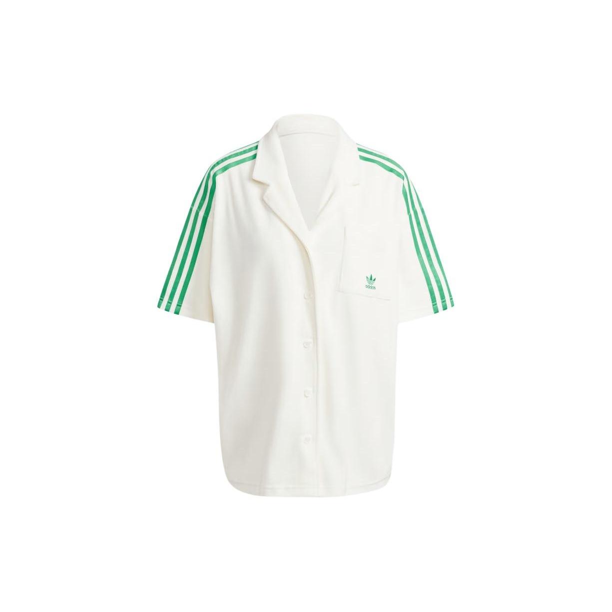 (WMNS) adidas Originals Resort Shirt Asia Sizing  White Green  Women s JH0614 L