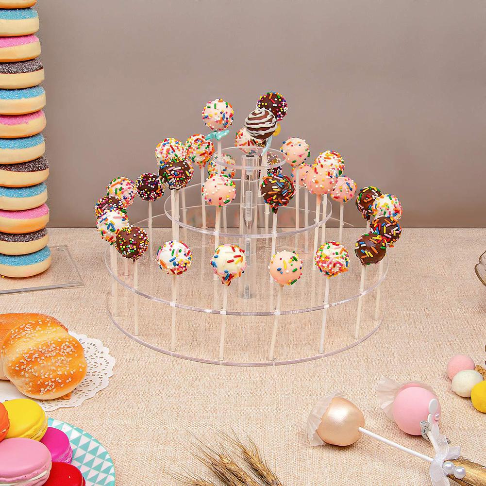 3Tier Clear Acrylic Cake Display Stand with 30 Hole Slots for Lollipops Designed for Event Planners and Home Entertainers