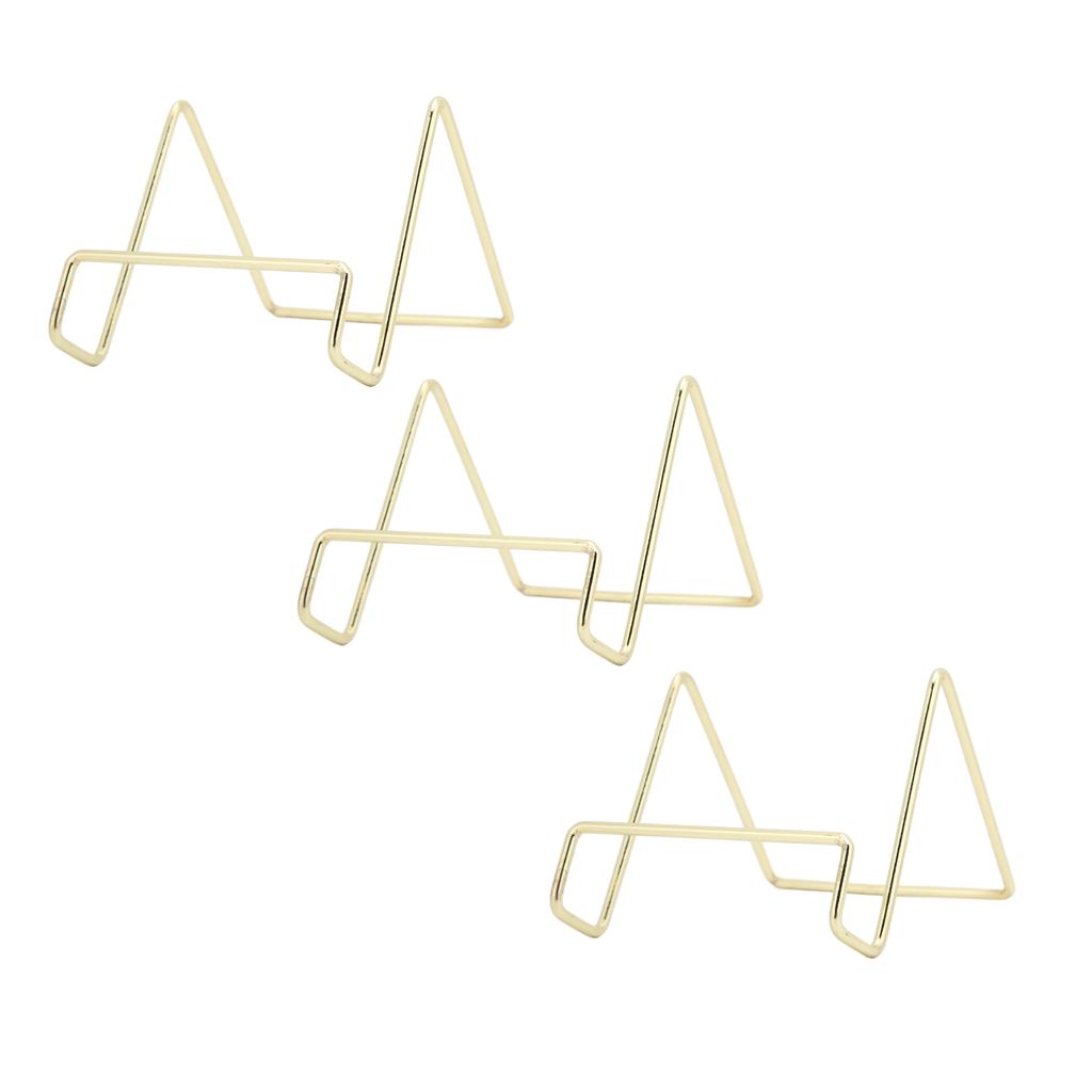 3 Pcs Wire Plate Stand Gold Simple Stylish Geometric Design Rust Resistant Wire Plate Stand Holder Easel Display