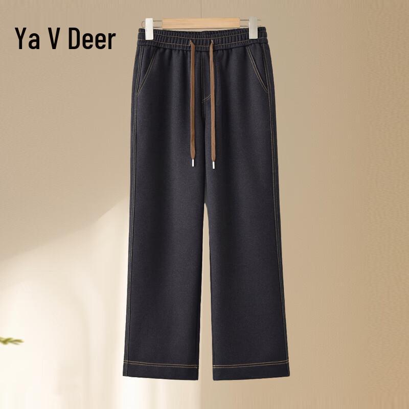 Yalu Mid-Aged Women's Elastic Waist Straight Jeans