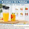 Blender Replacement Parts 24oz Ninja Blender Cups with To-Go Lids, 7 Fins Extractor Blade, Compatible with Nutri Ninja Auto iQ Blenders BL2012 BN801