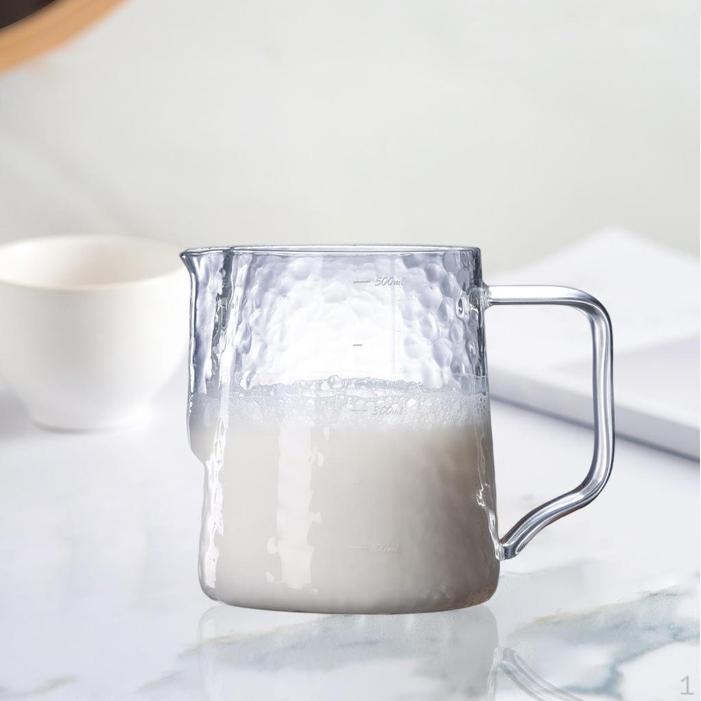 

500ml Frothing Jug for Milk And Latte Art Glass Handle