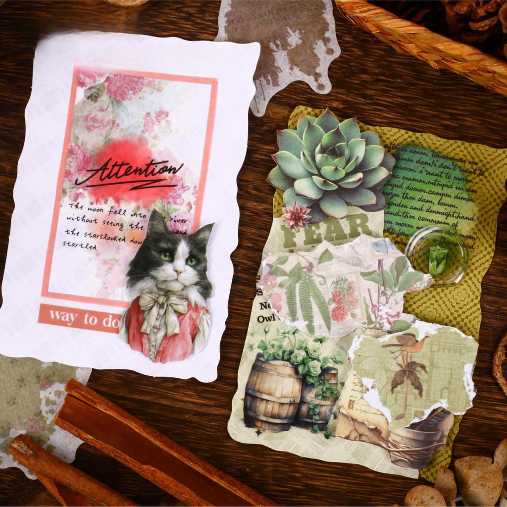 20pcs Washi Paper Scrapbook Stickers Journaling Supplies for Daily Planner Junk Journaling Card Making Decoration Stickers