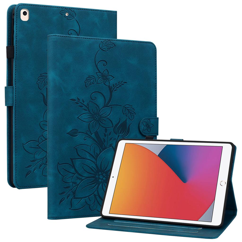 For iPad 10.2 (2021)/(2019)/(2020) Protective Case Anti-Drop Imprint PU Leather Tablet Cover