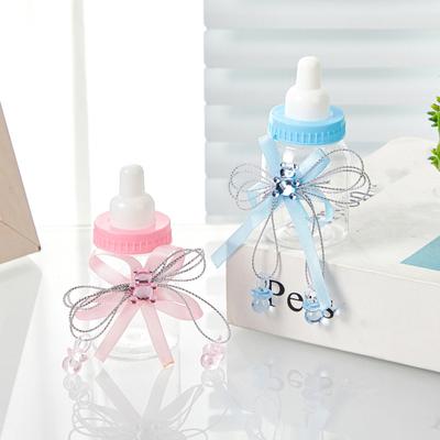 1/6/12Pcs Mini Milk Bottle Candy Box with Rhinestone Bear Ribbon Bow Sweets Goodies Treat Storage Jar Baby Shower Party Favors