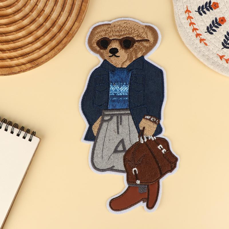 Large Bear Clothing Patch Hand Sewn Embroidery Patches Clothes Decoration Accessories Sewing Applique DIY Craft Backpack Textile