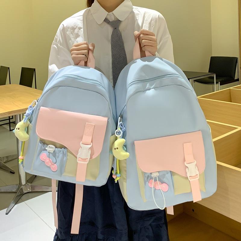 Schoolbag candy color size schoolbag cute soft girl middle school student backpack female large capacity sweet Mori casual backpack