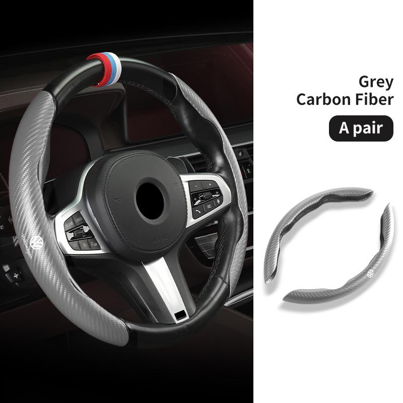 WET1 For Volkswagen VW Carbon Fiber Steering Wheel Trim Non Slip Durable Split Wheel Protector Passat Golf 4 5 6 Tiguan Polo Scirocco