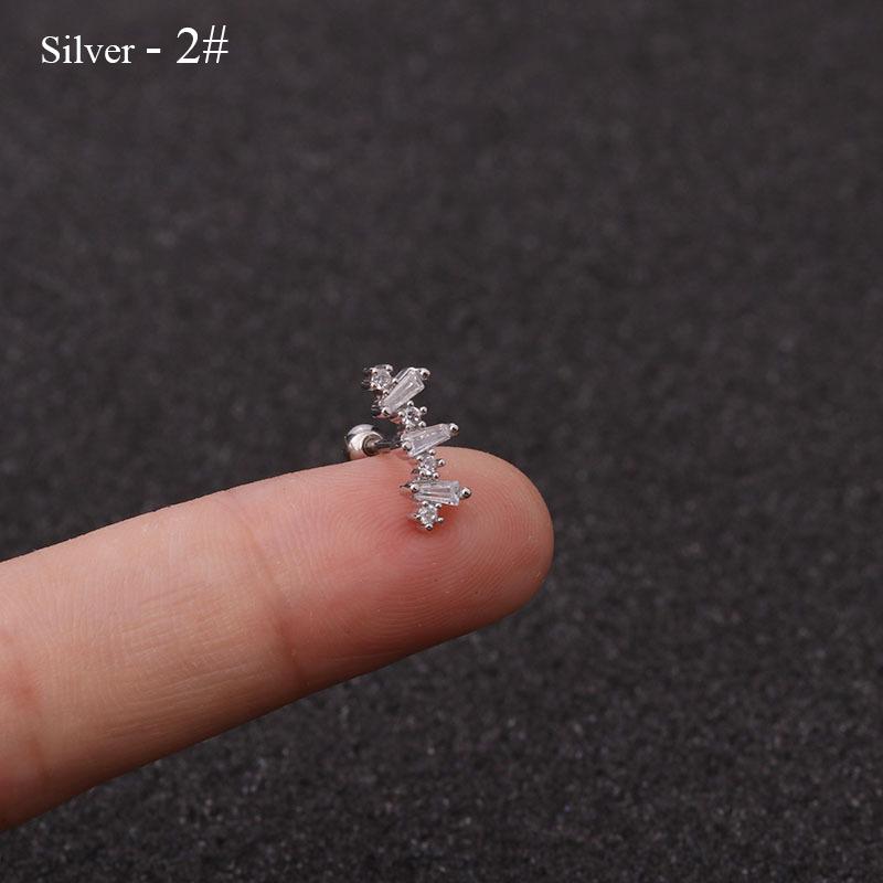 Free Shipping Curved Cz Cartilage Stud Helix Rook Conch Screw Back Earring 10g Stainless Steel Ear Piercing Jewelry