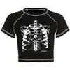Y2K Black Sweet Girl Slim Skull Print Fun Vintage Graphic Clothes Crop Top E-girl