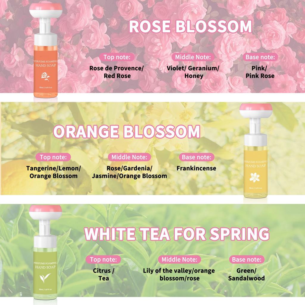 Moisturizing Liquid  Bubble Hand Soap With Scent Leaves Hands Soft And Clean, Silicone And Paraben Free, Contains Natural Ingredients  50ml*3