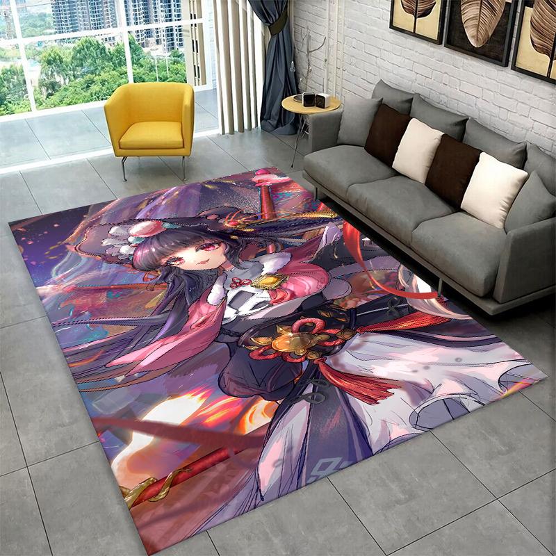 New Genshin Impact Cartoon Game Carpet Rug for Bedroom Living Room Sofa Playroom Doormat Home Decor,Kid Area Rug Non-slip Gift