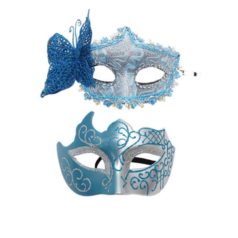 Elegant Lace Masquerade Party Mask Set Butterfly Painted Couples Masks Half Face Masks for Women Men Dress Carnival Prom