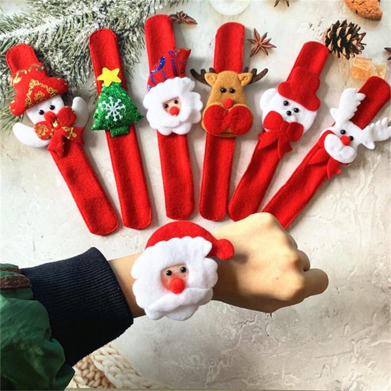 Christmas Decorations Clap Circle Cute Elk Snowman Decor Nativity For Kids Slap Wrist Slap Christmas Gifts Bracelet