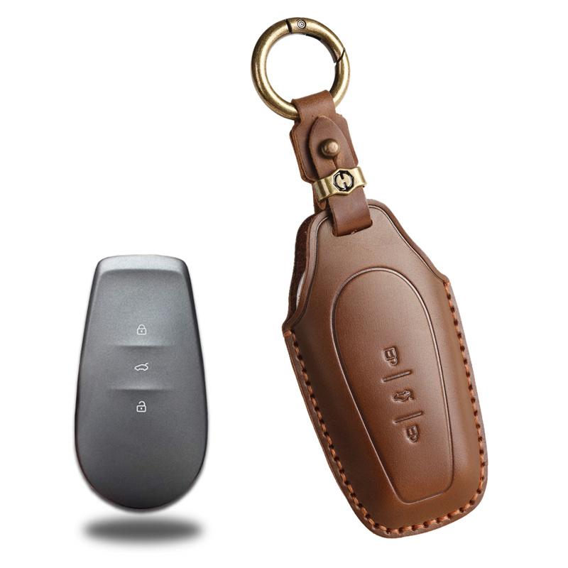 Styling Mouldings Leather Car Key Case for Nissan N7 2025 N7pro N7max Remote Protection Cover Bag Shell Keychain Housing Holder