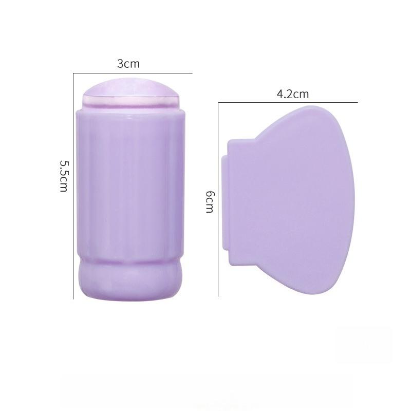 2-Piece Nail Art Stamp Kit - Clear Silicone Stamp and Squeegee Set for DIY Manicure, Available In Multiple Colors