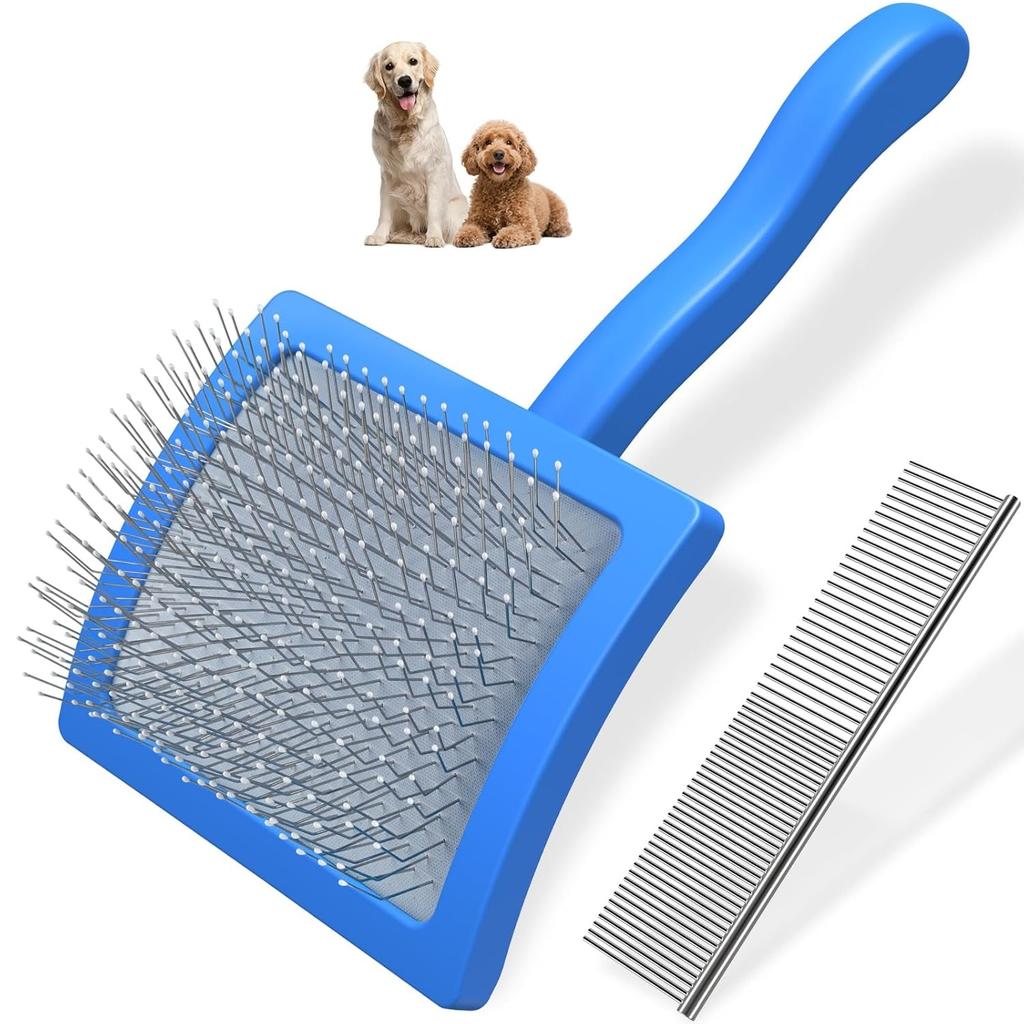 1set Dog Slicker Brush for Grooming Dematting Comb for Poodles Bichon Puppy Cat Hair Remover Brush